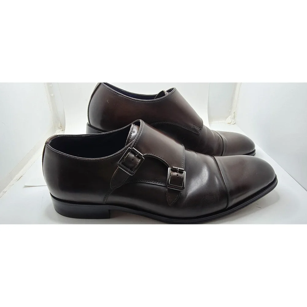 Steve Madden Zaven Mens 11M Dark Brown Leather Double Monk Strap Dress Shoes